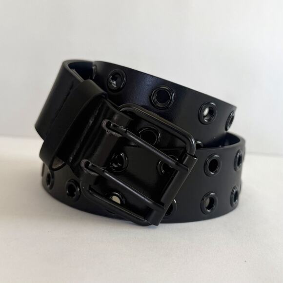 Y2K Black Studded Belt Black Hole Studs Adjustable Fits 26-34 Unisex Style - Picture 8 of 9
